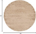 Unique Loom Solid Shag Collection Area Rug (6' 1" Round, Taupe)
