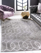 Marilyn Monroe Glam Collection Area Rug - Trellis (2' x 3' 1' Rectangle, Gray Silver/ Silver)