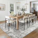 Washable Area Rugs 9'x12' Non-Slip Modern Abstract Soft for Living Room Entryway Bedroom Nursery, Print Pattern, Gray White Grey