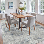 DEXI 10x14 Area Rug for Living Room, Modern Abstract Thin Washable Rug Indoor Floor, Non Slip Stain Resistant Low Pile Carpet for Dining Room Bedroom Office, Blue