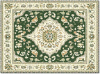 Green Bohemian Rectangular Area Rugs for Living Room Bedroom 5 x 6.9 ft Vintage Farmhouse Floral Pattern Non-Shedding Soft Low Pile Rug Non Slip Washable Rug for Nursery Entryway Playroom