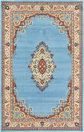 Unique Loom Reza Collection Traditional Persian Style Area Rug, Rectangular 5' 1" x 8' 0", Light Blue/Ivory