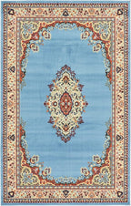 Unique Loom Reza Collection Traditional Persian Style Area Rug, Rectangular 5' 1" x 8' 0", Light Blue/Ivory