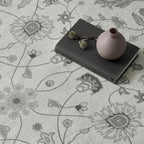 EVERGRACE Area Rugs for Living Room 4x6, Boho Floral Faux Wool Indoor Outdoor Rugs, Washable Rugs for Bedroom Entryway Dining Room Hallyway, Low Pile Floor Mat Carpet for Home Decor, Cool Gray