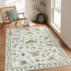 Lahome Insect Machine Washable Rug, 3x5 Rug Non Slip Soft Bedroom Rugs for Entryway Dorm, Ultra-Thin Rugs for Living Room Stain Resistan Throw Carpet for Nursery Entrance, Beige