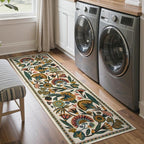 Washable Kitchen Runner Rug, Floral 2x6 Rug Runners for Hallways, Washbale Non Slip Beige Rugs, Soft Low Pile Carpet for Bedroom Entryway Laundry Room