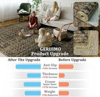 4x6 Machine Washable Area Rug for Living Room, Brown Black Vintage Moroccan Rug Large Non-Slip Low Pile Soft Faux Wool Carpet, Kids and Pets Friendly for Bedroom Dining Room Farmhouse Home Decor Rug
