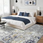 Toneed Abstract Area Rug Modern Washable Rug Soft Non Slip Rug Low Pile for Bedroom Living Room Dining Room Blue 5x7 Feet