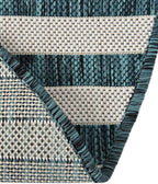 Unique Loom Outdoor Striped Collection Area Rug - Striped (4' 1" Round, Teal/Ivory)