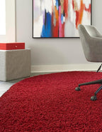 Unique Loom Solid Shag Collection Area Rug (3' 3" x 5' 3" Oval, Cherry Red)