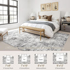 8x10 Area Rug Living Room Rugs - Washable Neutral Modern Abstract Soft Thin Rug Indoor Floor No Slip Rug Carpet for Bedroom Under Dining Table Home Office Decor - Grey