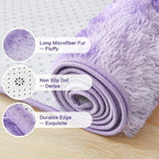 Andency Soft Area Rugs for Living Room Bedroom, 3x5 Non-Slip Fluffy Shag Carpet, Indoor Floor Fuzzy Shaggy Living Room Plush Rug for Kids Dorm Nursery Home Decor Aesthetic, Tie-Dyed Purple