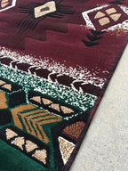 YHSF South West Native American Area Rug C318 - Easy Clean, Thick, Soft, Durable Native Tribal American Indian Inspired Rug for Bedroom/Living Room and More - Burgundy, 2 Feet x 3 Feet 4 Inches