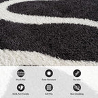 Rugshop Abstract Wavy Shag Runner Rug Anthracite Dark Gray 2' 3" x 8' Perfect for Hallways, Kitchens, or Behind The Sofa