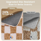 Ophanie Checkered Beige & White Rug for Living Room Bedroom, Fluffy Soft Cute Fuzzy Area Rugs, Shag Plush Shaggy Bedside Floor 6x9 Furry Carpet for Kids Baby Teen Dorm Nursery Home Decor Aesthetic