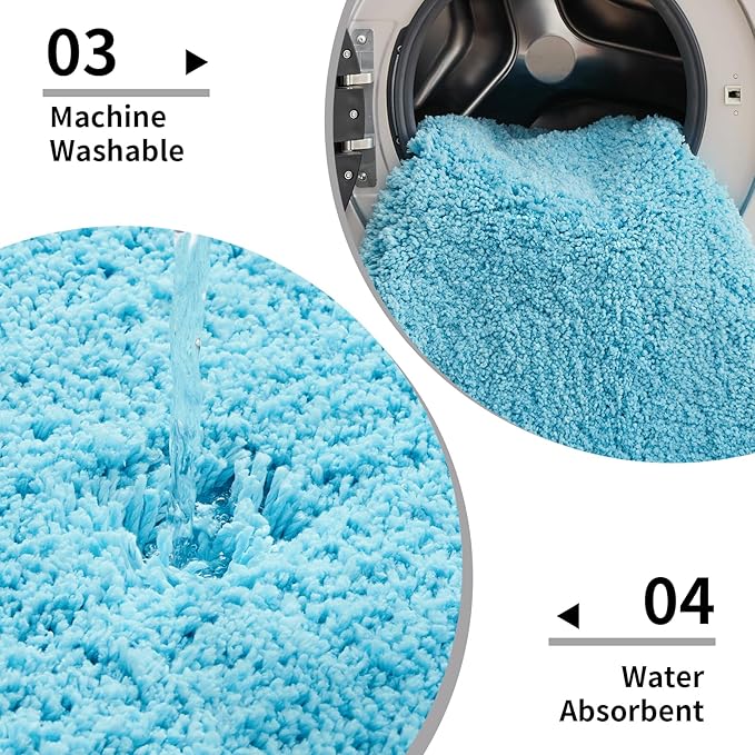 Bathroom Runner Rug 24x70 Teal Non Slip Fluffy Long Bath Mat for Bathroom Floor Washable Plush Luxury Large Bath Rug for Tub Absorbent Runner Rug for Bedside
