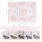 LIVEBOX Pink Washable Area Rug 5x7 - Large Vintage Tribal Living Room Non-Slip Indoor Carpet for Bedroom, Low-Pile Retro Print Distressed Accent for Nursery Dorm Home Decor