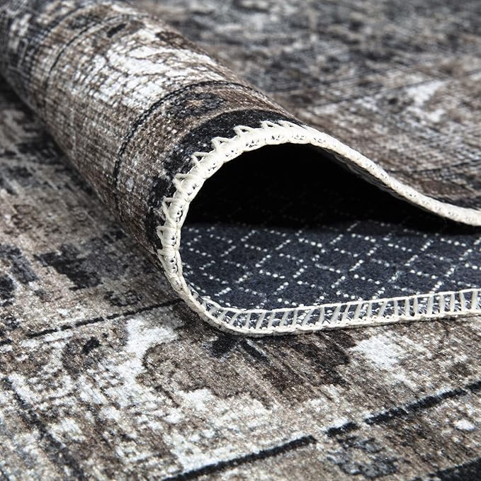 Bloom Rugs Washable Non-Slip 10x14 Rug - Black/Brown Traditional Oriental Area Rug for Living Room, Bedroom, Dining Room, and Kitchen - Exact Size: 10' x 14'