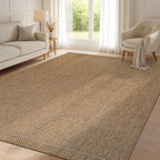 Beverly Rug Easy Jute Checkered Squared Rug 8x10 Washable Durable Indoor Outdoor Area Rugs for Living Dining Room Patio Office Stain Resistant Non Shedding Casual Indoor Outside Carpet 8 x 10 Natural
