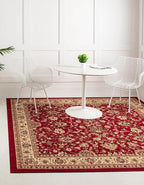 Unique Loom Sialk Hill Collection Area Rug - Washington (5' Square Burgundy/Cream)