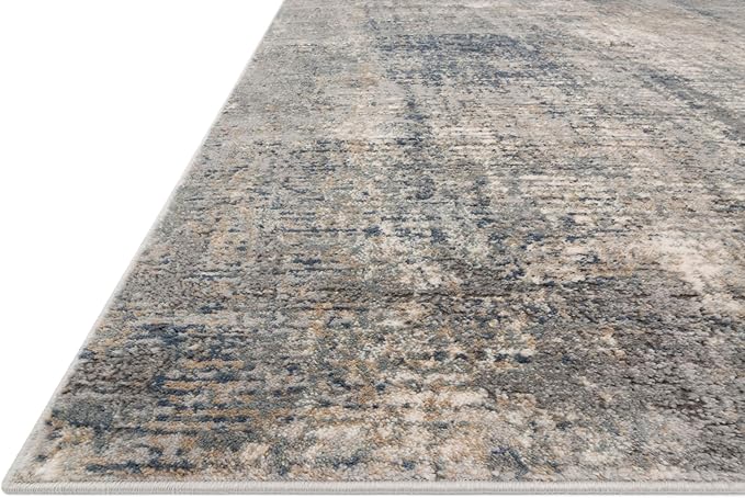 Loloi Teagan Collection TEA-05 Denim/Slate 2'-8" x 10'-6" Runner Rug, Large, Soft Neutral Rug, High-Traffic for Living Room, Bedroom, Home Office, Dining Area