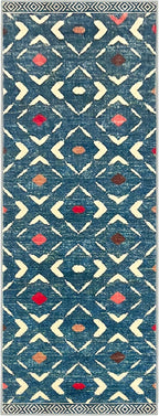 KILOCOCO Kitchen Runner Rug 2x6 Washable Runner Rug Soft Hallway Runners Non Slip Printed Distressed Laundry Room Rugs, Low-Pile Runners for Entryway Bedroom Living Room, Teal/Blue