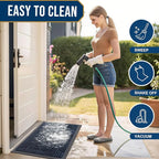Kitinjoy Front Door Mat Outside Entrance, Sturdy Natural Dirt Trapper, Heavy Duty Rubber Doormat, Low Profile Non-Slip Backing, Easy Clean Floor Mat for Indoor Outdoor Entry, 35X23 Inch, Navy Blue