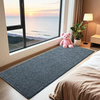 HQAYW 2x6 Soft Runner Rug for Hallways, Thickened Memory Foam Small Throw Bedside Rugs for Bedroom Living Room, Low Pile Washable Non Slip Carpet for Teens Kids Nursery Dorm Decor, Navy Blue
