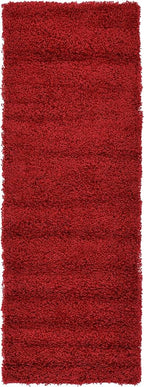 Unique Loom Solid Shag Collection Area Rug (2' 2" x 6' 7" Runner, Cherry Red)
