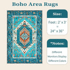 SERISSA Boho Rugs for Entryway, 2x3 Blue Entryway Rug Non-Slip Washable Small Area Rug, Ultra Soft Oriental Vintage Low-Pile Indoor Door Mat Floor Carpet for Entrance Bedroom Kitchen Bathroom