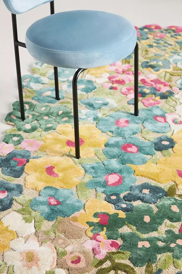 Cassia Wool Viscose Area Rug – 5’ x 7' – Handmade Wool Area Rugs –Yellow – Rugs for Living Room, Bedroom – Anti-Skid – Carpets with Non-Slip Natural Backing with 100% Cotton