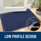 OLANLY Front Door Mat Indoor Outdoor Entrance, Waterproof Heavy Duty Doormat, Fade Resistant, Low Profile, Easy Clean Patio Porch Welcome Floor Mats for Entry, 35x23, Blue