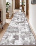 LUMI Washable Runner Rug, 3'x8' Non-Slip Hallway Mat, Low Profile Thin Long Carpeet for Laundry Kitchen Bedroom Office, Grey
