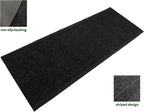 English Home Custom Size Anti Slip Charcoal Striped Design Light Weight Durable TPR Backing Thin Pile Runner Rug (26" x 14')