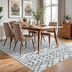 KUTA Area Rug 5x7 Grey, Washable Boho Large Living Room Moroccan Rugs Non-Slip, Ultra Soft Geometric Traditional Farmhouse Carpet for Dining Room Bedroom Dorm Office Home Décor