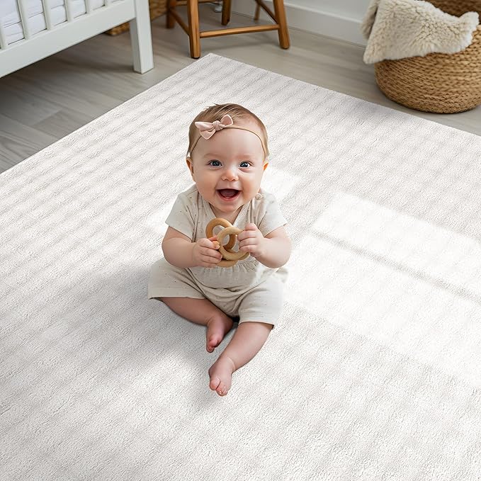 CAMILSON Modern White Non Slip Rug 5x7 Ultra Soft High Pile Area Rugs Non Skid Rubber Backing Durable & Easy to Clean Carpet for Living Room Bedroom Kids Room Indoor Use (5 x 7 White)