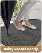 Color&Geometry Thin Indoor Entrance Mats for Home, 17"X29.5" Indoor Mats for Entryway Non Slip Rubber Backed, Dirt Trapper Door Rugs for Entryway Indoor Washable, Charcoal Grey (Rolled-up NO Creases)