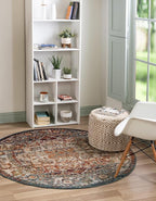 Unique Loom Isabella Collection Area Rug - Adjani (5' 1" Round, Multi/ Beige)