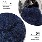 Bathroom Runner Rug 24x70 Navy Non Slip Fluffy Long Bath Mat for Bathroom Floor Washable Plush Luxury Bath Rug for Tub Absorbent Shower Sink Mat Bedside Rug