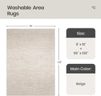 Valenrug Washable Rugs 8x10 - Stain Resistant 8x10 Area Rugs for Living Room, Non Slip Backing Gradient Printed Rugs for Bedroom, Foldable Machine Washable Area Rug(8'x10', Beige)