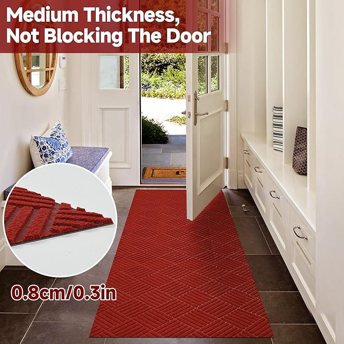 jxgzyy Commercial Christmas Red Carpet Runner, 3'11" x 9'10" Heavy Duty Hallway Runner Rug, Non Slip Area Rugs for Entryway, Outdoor Indoor Kitchen Mat for Living Room Garage Wedding Party Decor