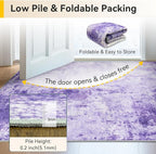Washable Area Rugs 4ft Non-Slip Modern Abstract Soft for Living Room Entryway Bedroom Nursery, Print Pattern, Purple Gray Pink White