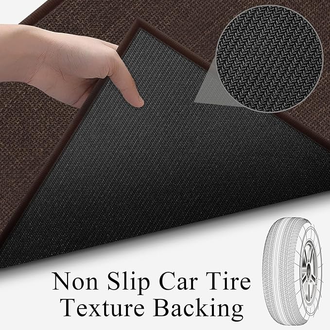 GOYLSER 5ft Kitchen Runner Rugs Non Skid, Absorbent Small Jute Kitchen Carpet Rugs, Rubber Backed Home Floor Mat, Deep Brown