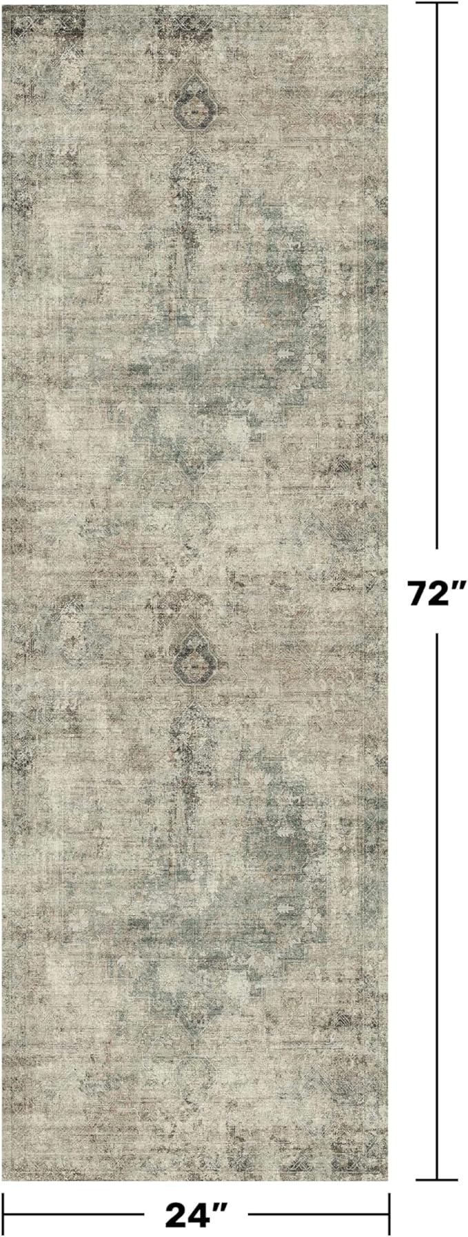 Washable Kitchen Runner Rug 2x6, Green and Brown Low Pile Soft Rugs for Bedroom Beside Bed, Runner Carpets for Hallway Non Slip, Entryway, Bathroom, Vintage Medallion Abstract Décor