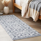 KILOCOCO Kitchen Runner Rug Hallway Runner Rug Washable, Soft Runners Rugs Non Slip Printed Distressed Laundry Room Rugs, Low-Pile Runners for Entryway/Bedroom/Living Room, 2x5 Gray/White