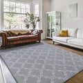 Amearea Fluffy Indoor Area Rug, Soft Trellis Moroccan Rugs for Bedroom, Shag Modern Area Rug for Living Room Kids Room Nursery, Easy Clean, Home Decor Low Pile Carpet, Light Gray 6x9 Feet