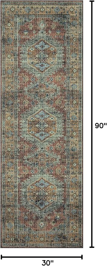 Loloi II Skye Collection SKY-07 Terracotta/Sky 2'-6" x 7'-6" Runner Rug