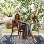 CAMILSON Outdoor Rug 8x10 Modern Area Rugs for Indoor and Outdoor Patios and Porches - Waterproof, Washable, Non-Shedding, Easy-to-Clean Outside Carpet (8 x 10, Medallion - Blue/White)