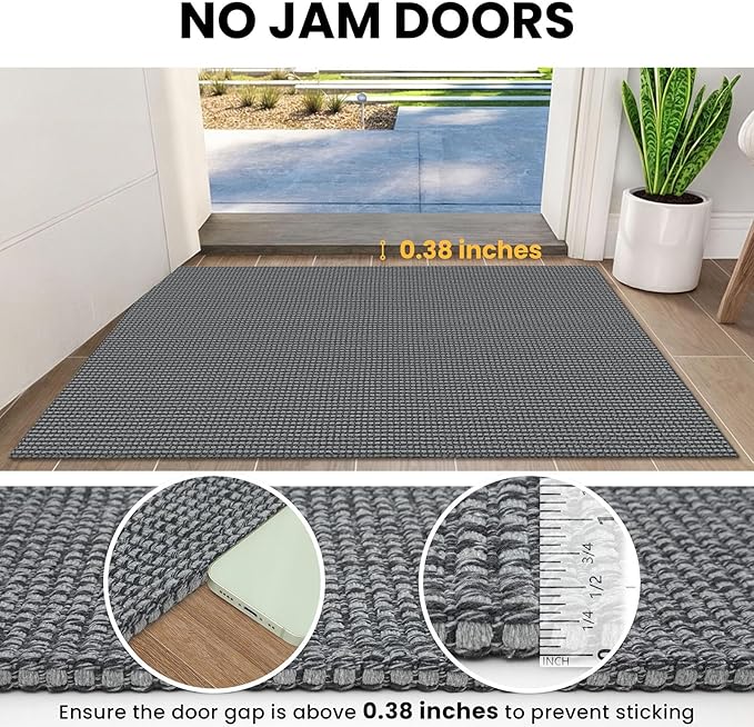IOHOUZE Washable Runner Rug 2x7 Non Slip Runners for Hallways Entryway Runner Indoor, Kitchen Rugs Woven Cotton Floor Carpet for Kitchen Hall Entrance Bedroom, Dark Grey
