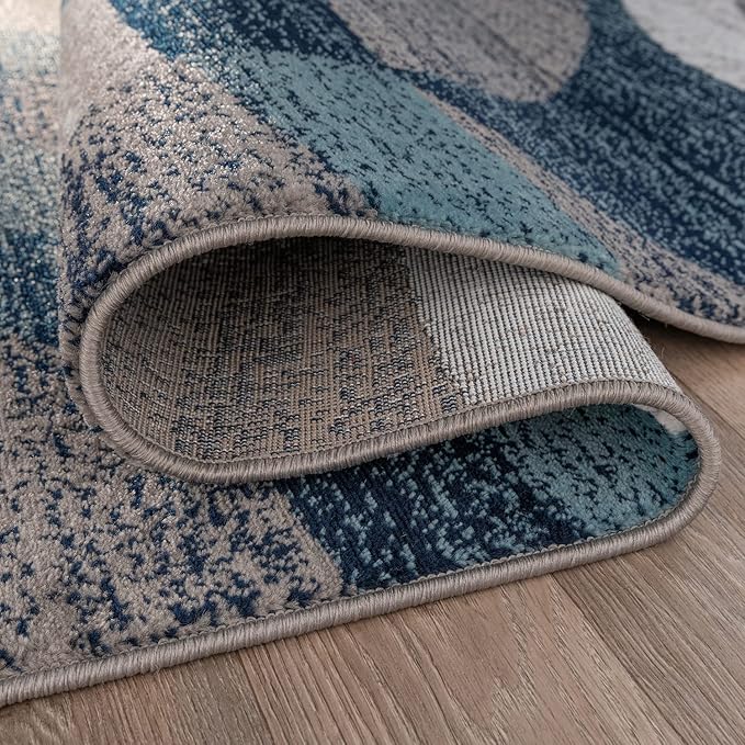Rugshop Blue Modern Geometric Indoor Area Rug, Overlapping Circle Pattern, Fade Resistant, Non-Shedding, for Living Room, Bedroom and Home Office, 5'3" x 7'3"